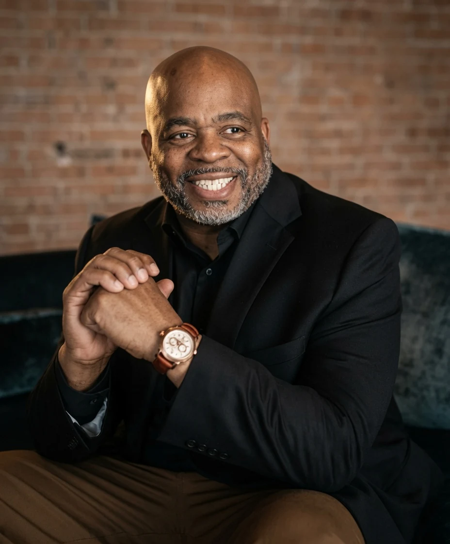 Andre Norman, seated portrait
